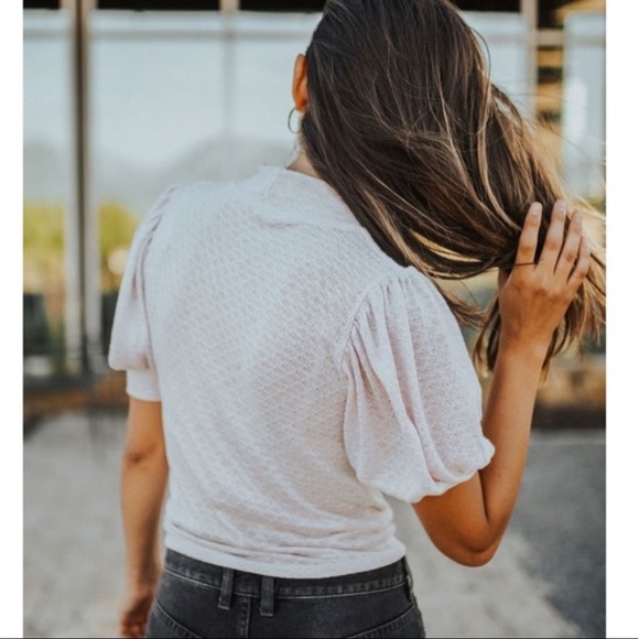 Free People Good Luck Top Puff Sleeves Pink Nectar - Picture 2 of 10